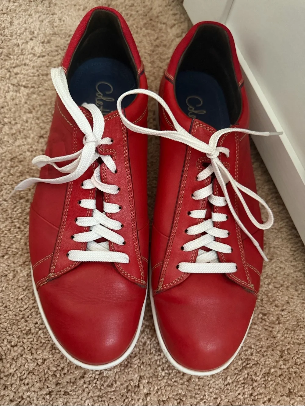 Cole Haan Nike Air Red Leather Sneakers Low Top